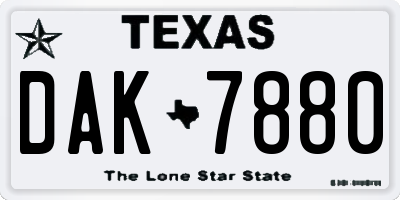 TX license plate DAK7880