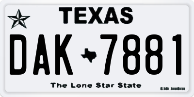 TX license plate DAK7881