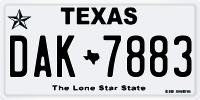 TX license plate DAK7883