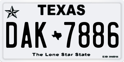 TX license plate DAK7886