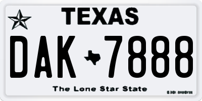 TX license plate DAK7888