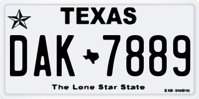 TX license plate DAK7889