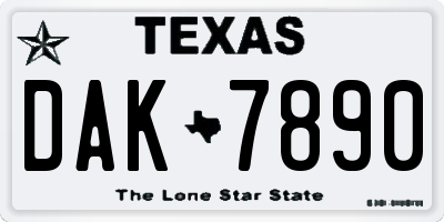 TX license plate DAK7890