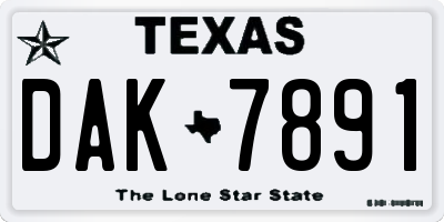 TX license plate DAK7891