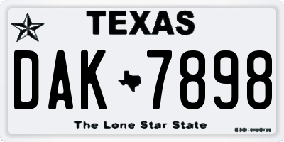 TX license plate DAK7898