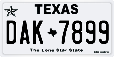 TX license plate DAK7899