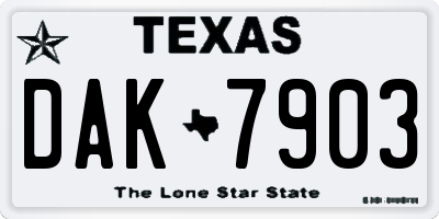 TX license plate DAK7903