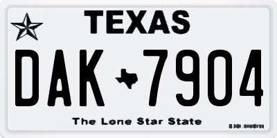 TX license plate DAK7904