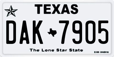 TX license plate DAK7905