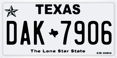 TX license plate DAK7906