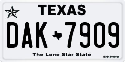TX license plate DAK7909