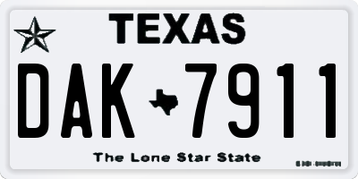 TX license plate DAK7911