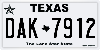 TX license plate DAK7912