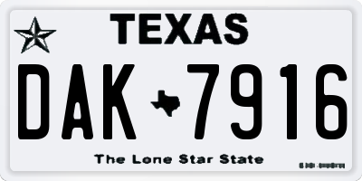 TX license plate DAK7916