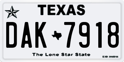 TX license plate DAK7918