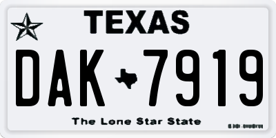 TX license plate DAK7919