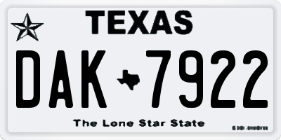 TX license plate DAK7922