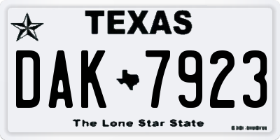 TX license plate DAK7923