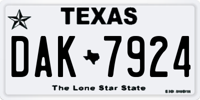TX license plate DAK7924
