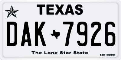 TX license plate DAK7926