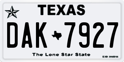 TX license plate DAK7927