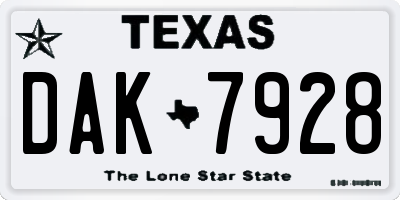TX license plate DAK7928