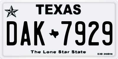 TX license plate DAK7929