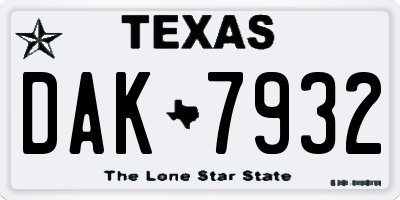 TX license plate DAK7932