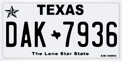 TX license plate DAK7936