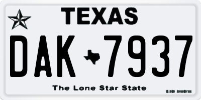 TX license plate DAK7937