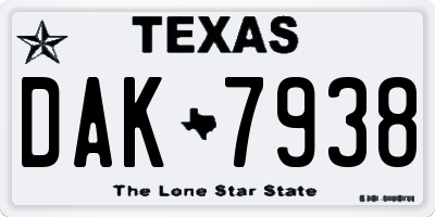 TX license plate DAK7938