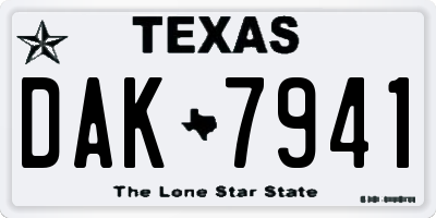 TX license plate DAK7941