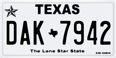 TX license plate DAK7942