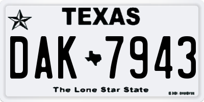 TX license plate DAK7943