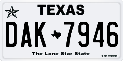 TX license plate DAK7946