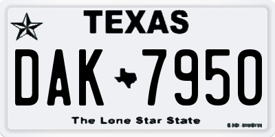 TX license plate DAK7950