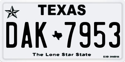 TX license plate DAK7953