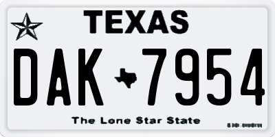TX license plate DAK7954