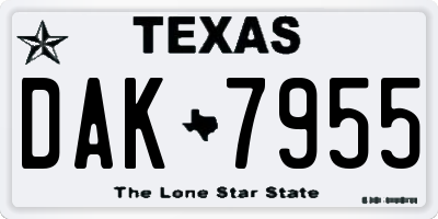 TX license plate DAK7955
