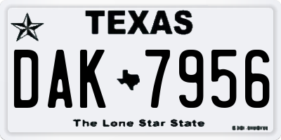 TX license plate DAK7956
