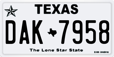 TX license plate DAK7958