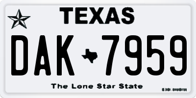TX license plate DAK7959