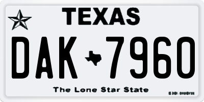 TX license plate DAK7960
