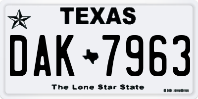 TX license plate DAK7963