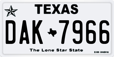 TX license plate DAK7966