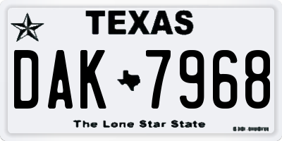 TX license plate DAK7968