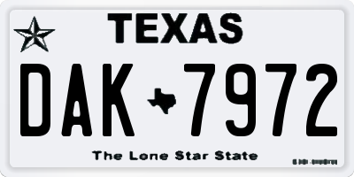TX license plate DAK7972