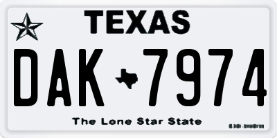 TX license plate DAK7974