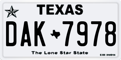 TX license plate DAK7978