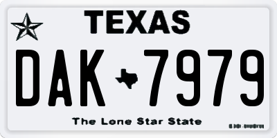 TX license plate DAK7979
